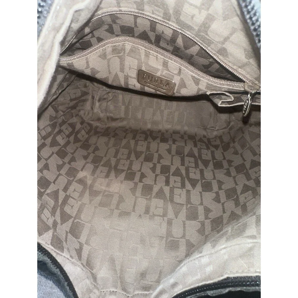 Furla Black Crocodile Leather Embossed Hobo Bag - Picture 3 of 14